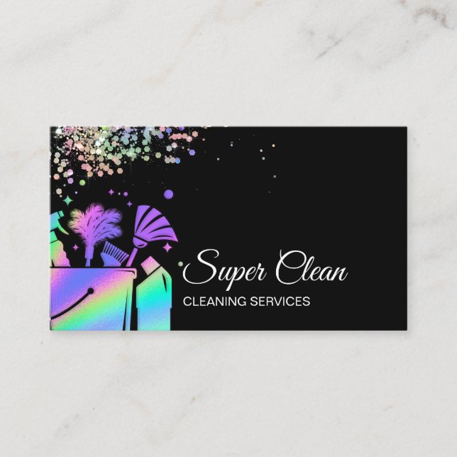 Professionell House Städning Maid Holograph Busine Visitkort (Framsida)