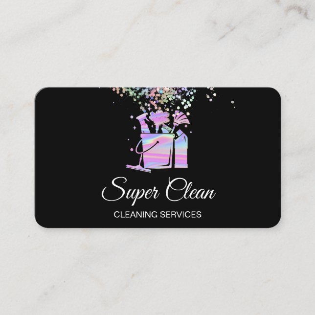 Professionell House Städning Maid Holograph Visitkort (Framsida)