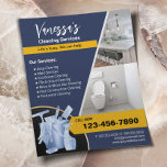 Professionell House Städning marinblå marktjänst Flygblad<br><div class="desc">Professionell House Städning Maid Service Flyers.</div>