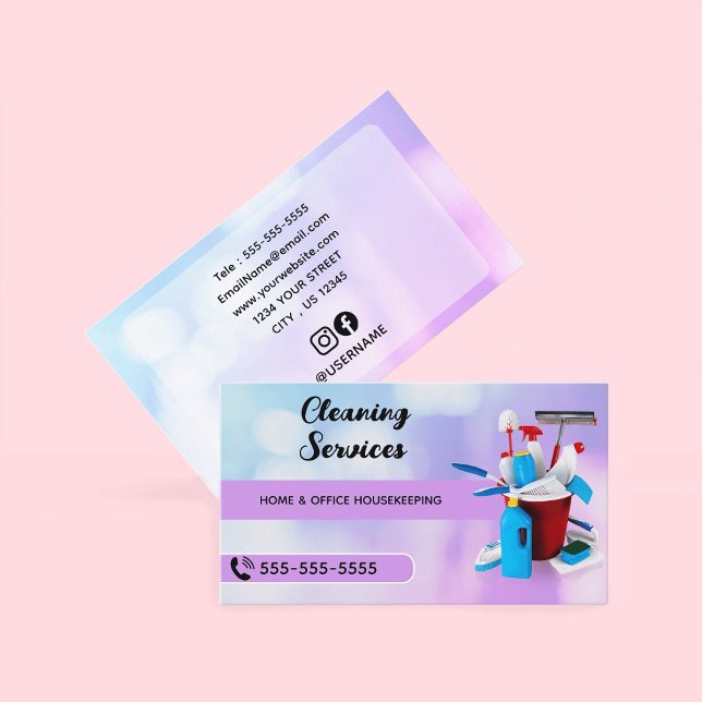 Professionell House-Städning och hanteringstjänste Visitkort (Elevate your cleaning brand with our professionally designed business cards)