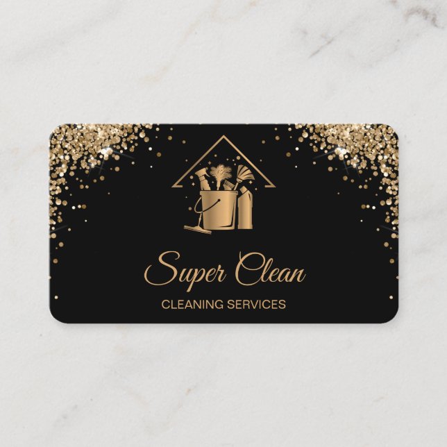 Professionell House Städning Ro Guld Glitter Buss  Visitkort (Framsida)