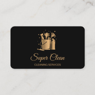 Professionell House Städning Ro Guld Glitter Buss Visitkort