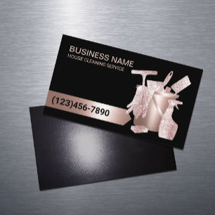 Professionell House Städning Ro Guld Glitter Magnetiska Visitkort