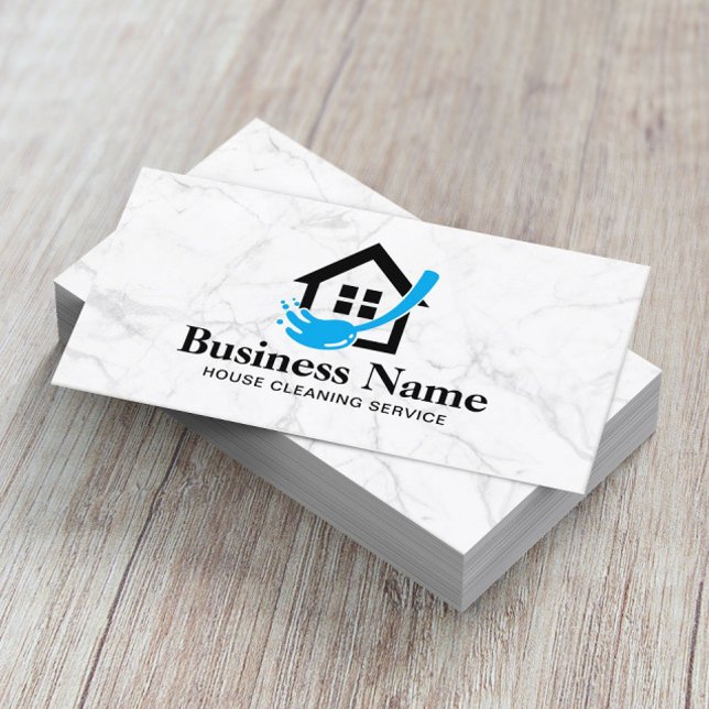 Professionell House Städning Service White Marble Visitkort (Skapare uppladdad)