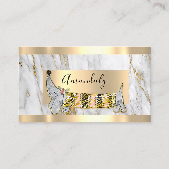 Professionell Hund Sitter Pets' Care Basset Guld Visitkort (Framsida)