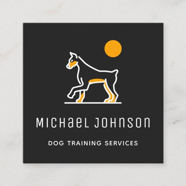 Professionell Hund Training Service Doberman Black Fyrkantigt Visitkort (Framsida)