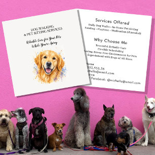 Professionell hundpromenad & husdjurs-sittningstjä fyrkantigt visitkort