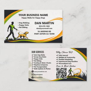 Professionell Hundpromenad Husdjurssittning QR Visitkort