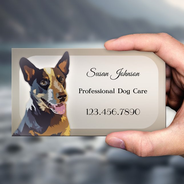 Professionell hundvård frisör Yrkesbevis Visitkort (Business card for a professional dog walker or a business offering dog grooming or training)