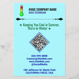Professionell HVAC Flyers (QR-kod, Logotyp & Sloga