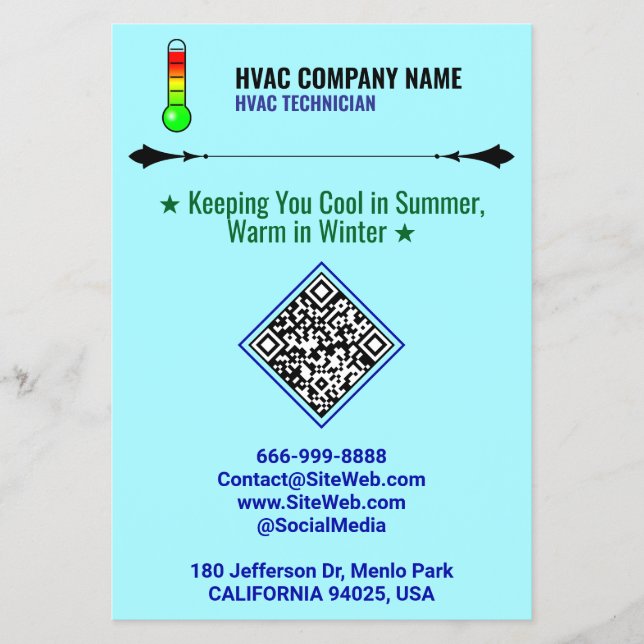 Professionell HVAC Flyers (QR-kod, Logotyp & Sloga (Framsidan)