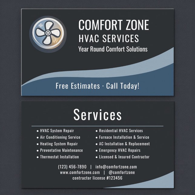 Professionell HVAC Uppvärmning & Luftkonditionerin Visitkort (Skapare uppladdad)