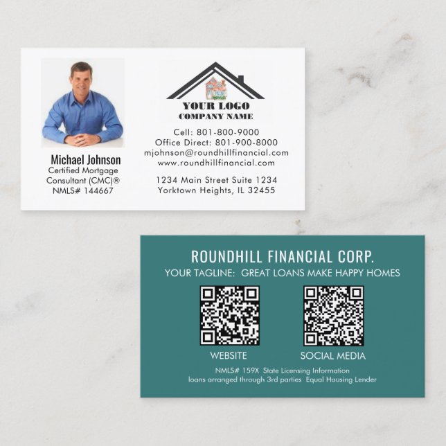Professionell Hypoteksfoto Logotyp QR-kod Visitkort (Fram/baksida)