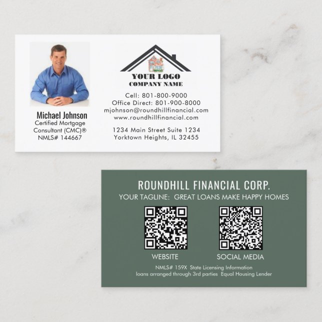 Professionell Hypoteksfoto Logotyp QR-kod Visitkort (Fram/baksida)