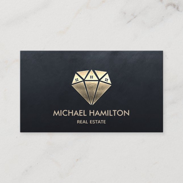 Professionell i gods guld diamantens logotyp visitkort (Framsida)
