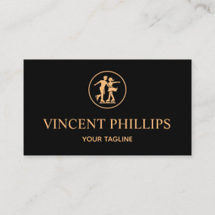 Professionell Ice Skating Coach,Guld logotyp på Bl Visitkort
