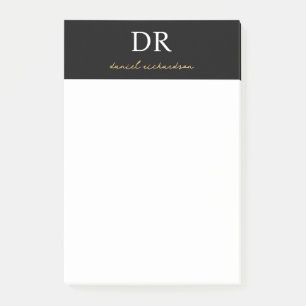 Professionell Initial & Guld Skript Namn Monogram Post-it Block