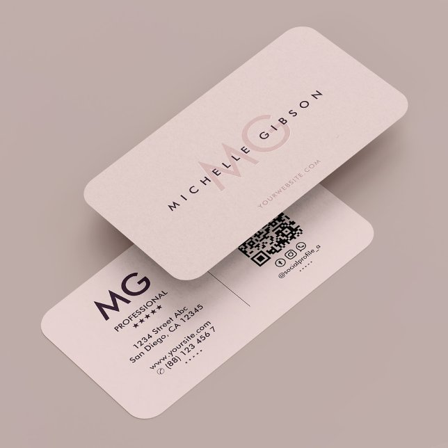 Professionell Initialer Modern estetisk Rosa Visitkort (Professional Initials Modern Aesthetic Pink Business Card
)