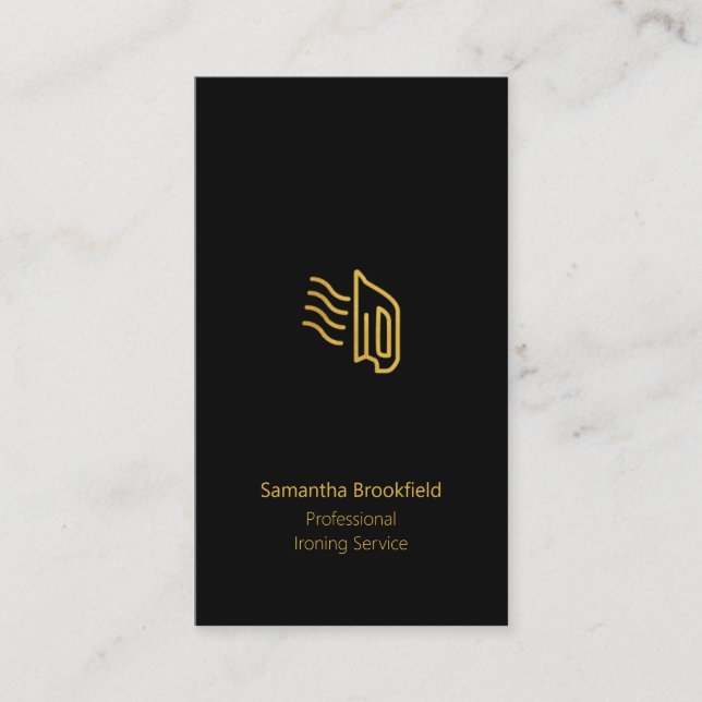 Professionell Ironing Services Black Guld elegant Visitkort (Framsida)