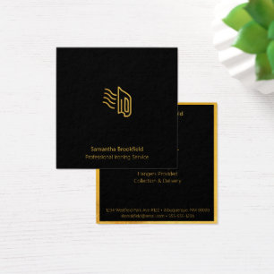 Professionell Ironing Services Black Guld Square Fyrkantigt Visitkort