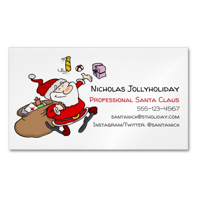 Professionell Jultomten Funny Informell Tecknad Magnetiska Visitkort (Framsida)