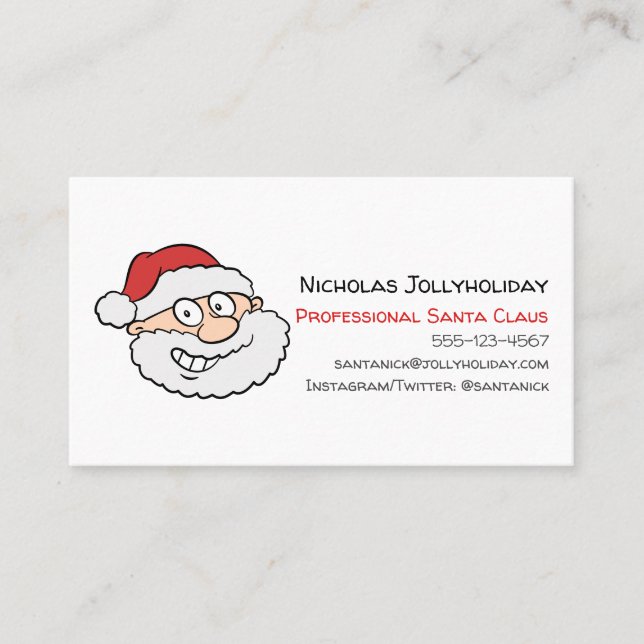 Professionell Jultomten Funny Informell Tecknad Visitkort (Framsida)