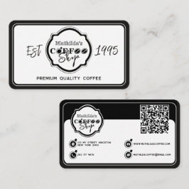 Professionell kafépersonaliserad logotyp vit visitkort