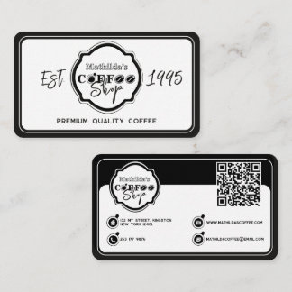 Professionell kafépersonaliserad logotyp vit visitkort