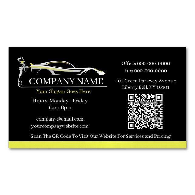 Professionell karosslackeringsverkstad för bilar magnetiska visitkort (Framsida)