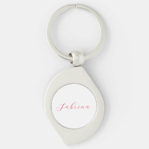 Professionell klassisk handstil namn anpassningsba swirl silverfärgad nyckelring
