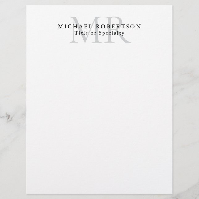 Professionell Klassisk Monogram Minimalistisk Enke Brevhuvud (Framsida)