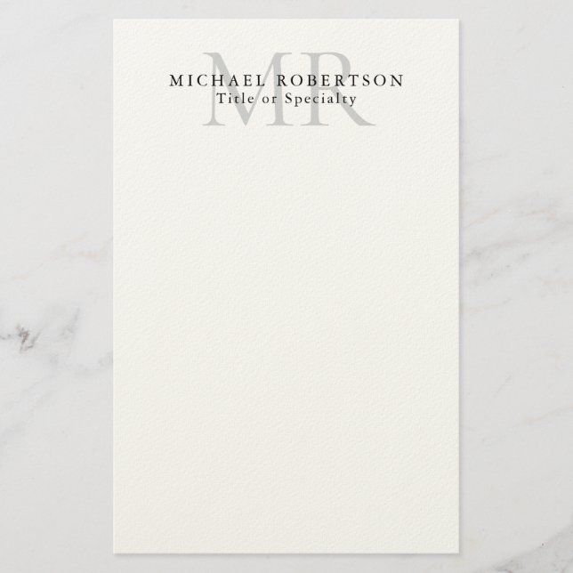 Professionell klassisk monogram minimalistisk enke brevpapper (Framsida)