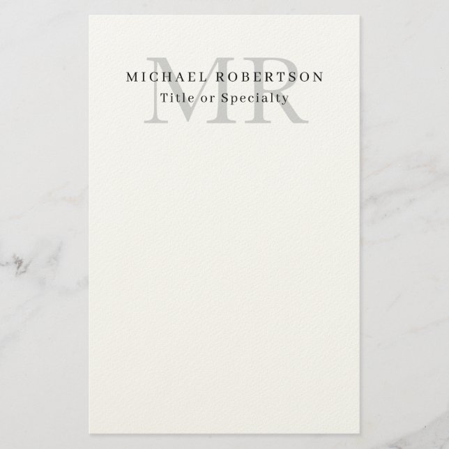 Professionell klassisk monogram minimalistisk enke brevpapper (Framsida)