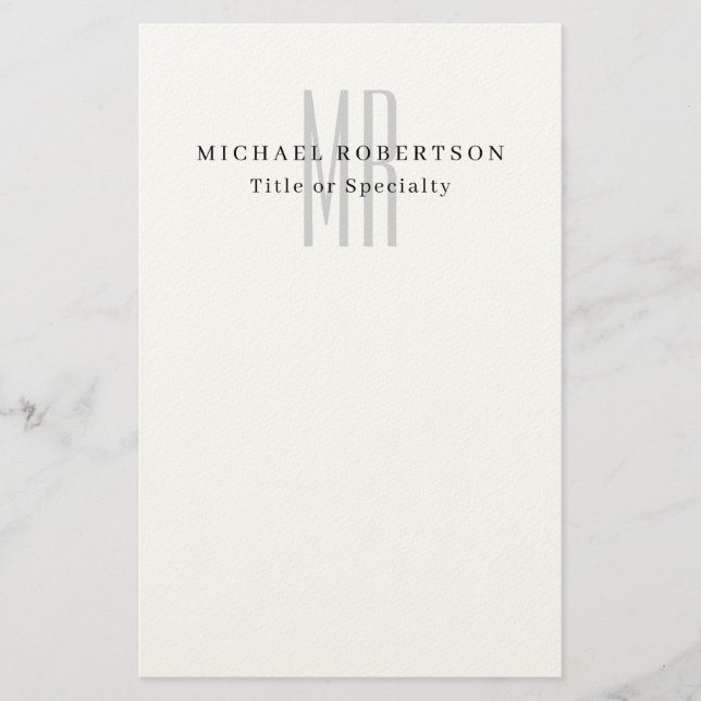 Professionell klassisk monogram minimalistisk enke brevpapper (Framsida)