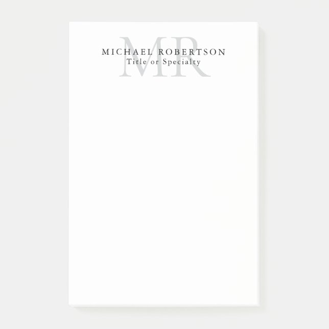 Professionell klassisk monogram minimalistisk enke post-it block (Framsida)