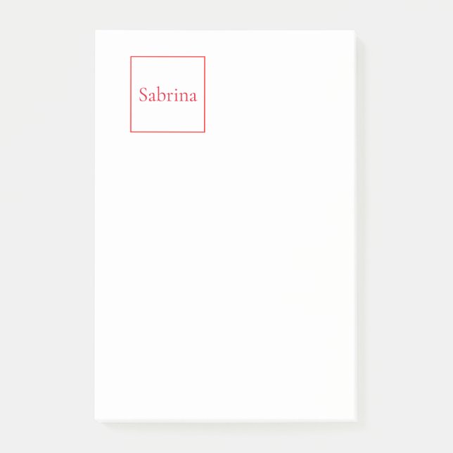 Professionell klassisk namn anpassningsbar röd vit post-it block (Framsida)