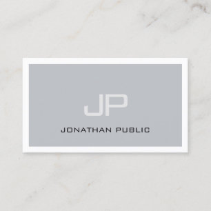 Professionell Kreativ Monogram Modern Grått Plain Visitkort