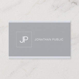 Professionell Kreativt Monogram Modern Enkel Grå Visitkort