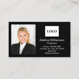 Professionell Lägg till Logotyp Foto Black and Whi Visitkort