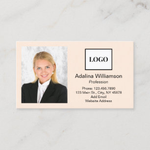 Professionell Lägg till logotyp och foto Beige Visitkort