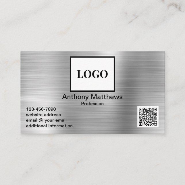 Professionell Lägg till logotyp QR-kod Falskt bors Visitkort (Framsida)