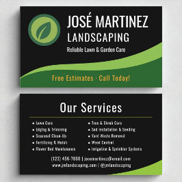 Professionell Landscaping Black Grönt Gräsmatta Ca Visitkort