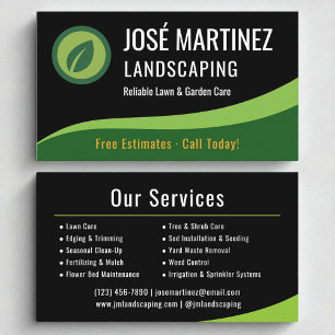 Professionell Landscaping Black Grönt Gräsmatta Ca Visitkort