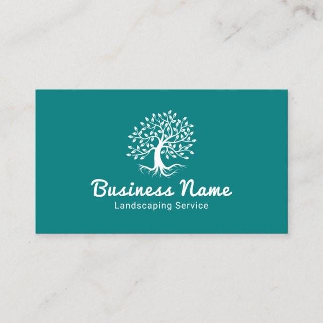 Professionell Landscaping Gräsmatta Care Träd Logo Visitkort (Framsida)