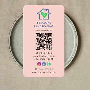 Professionell Landscaping Gräsmatta Logotyp Qr-kod Visitkort