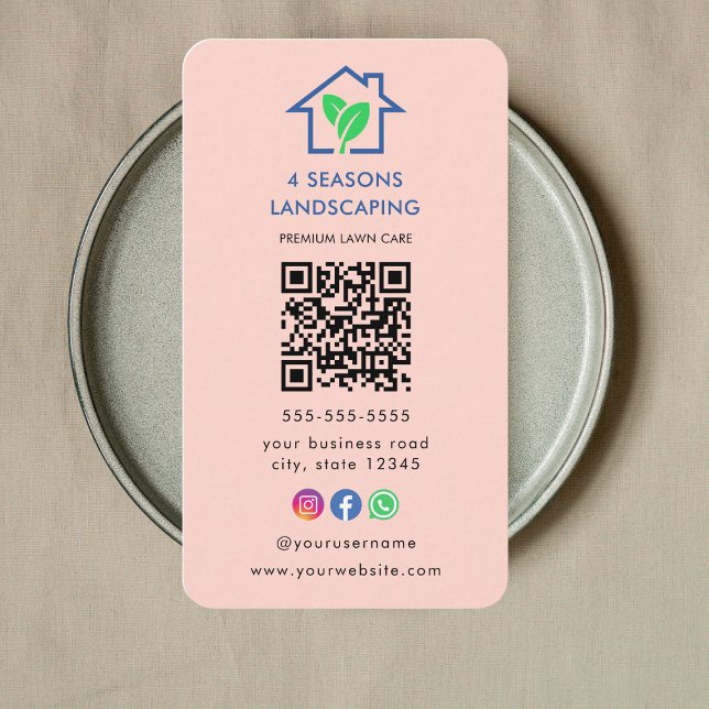 Professionell Landscaping Gräsmatta Logotyp Qr-kod Visitkort (Skapare uppladdad)