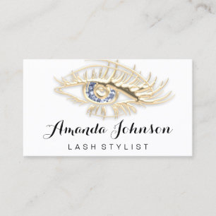 Professionell Lash Brows Makeup Logotyp Guld Blue Visitkort