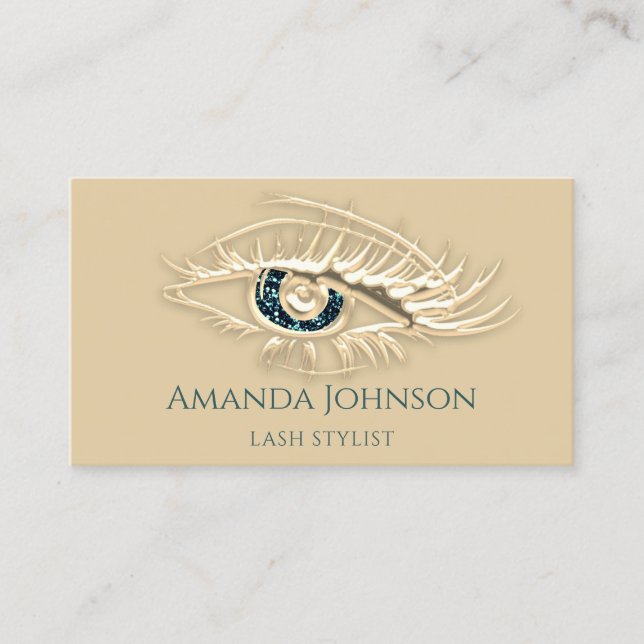 Professionell Lash Brows Makeup Logotyp Guld Glitt Visitkort (Framsida)