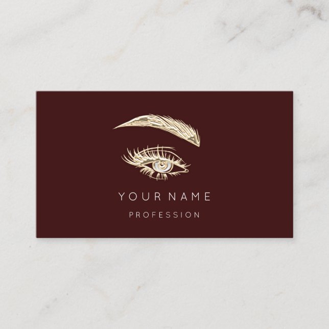 Professionell Lash Brows Makeup Logotyp Guld maroo Visitkort (Framsida)