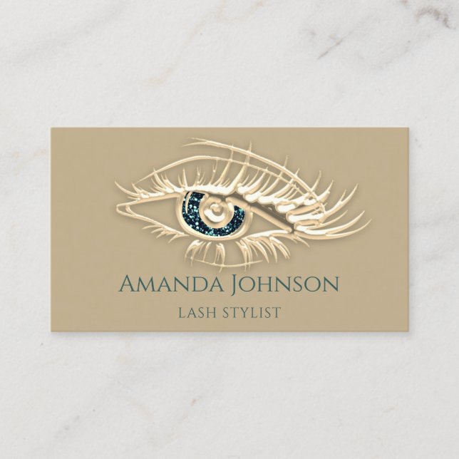 Professionell Lash Brows Makeup Logotyp Guld Musta Visitkort (Framsida)